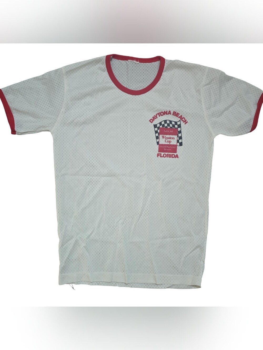 Vintage 1980s Daytona Beach NASCAR Winston Cup Mesh Ringer T-Shirt Small